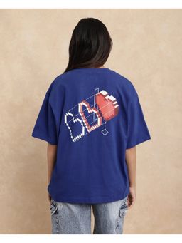 RAREISM - Trebel Blue Graphic Print Oversized T-shirt