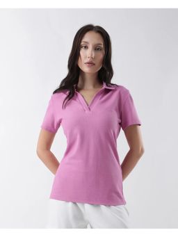RAREISM - Vano Pink Solid Oversized Polo T-shirt