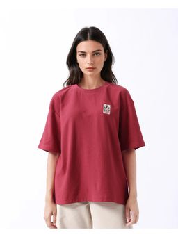 RAREISM - Volo Red Solid Oversized T-shirt