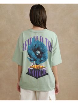 RAREISM - Voltz Dusky Green Graphic Print Oversized T-shirt