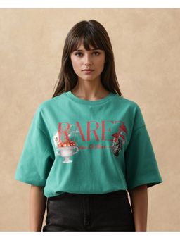 RAREISM - Xena Green Graphic Print Oversized T-shirt