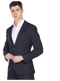 Arrow - Men Navy Windowpane Check Two Piece Suit (Set of 2)