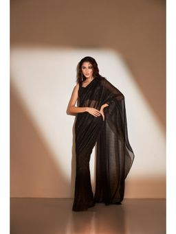 Vedika Soni - Black Pre-Stitched Saree with Stitched Blouse And Petticoat