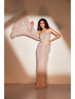 Vedika Soni - Pink Pre-Stitched Saree with Stitched Blouse And Petticoat