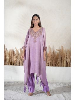 Vedika Soni - Lavender Embroidered Kaftan With Slip And Pant