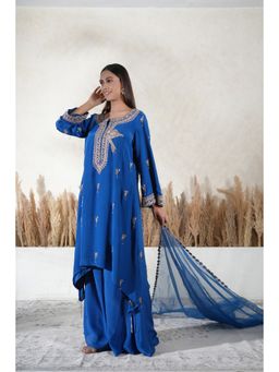 Vedika Soni - Blue Embroidered Kurta With Palazzo And Dupatta
