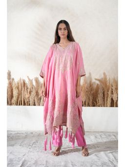 Vedika Soni - Pink Embroidered Kaftan With Slip And Pant