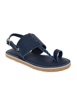 TIBER TABER - Boys Sandal Blue Braid Kolhapuri