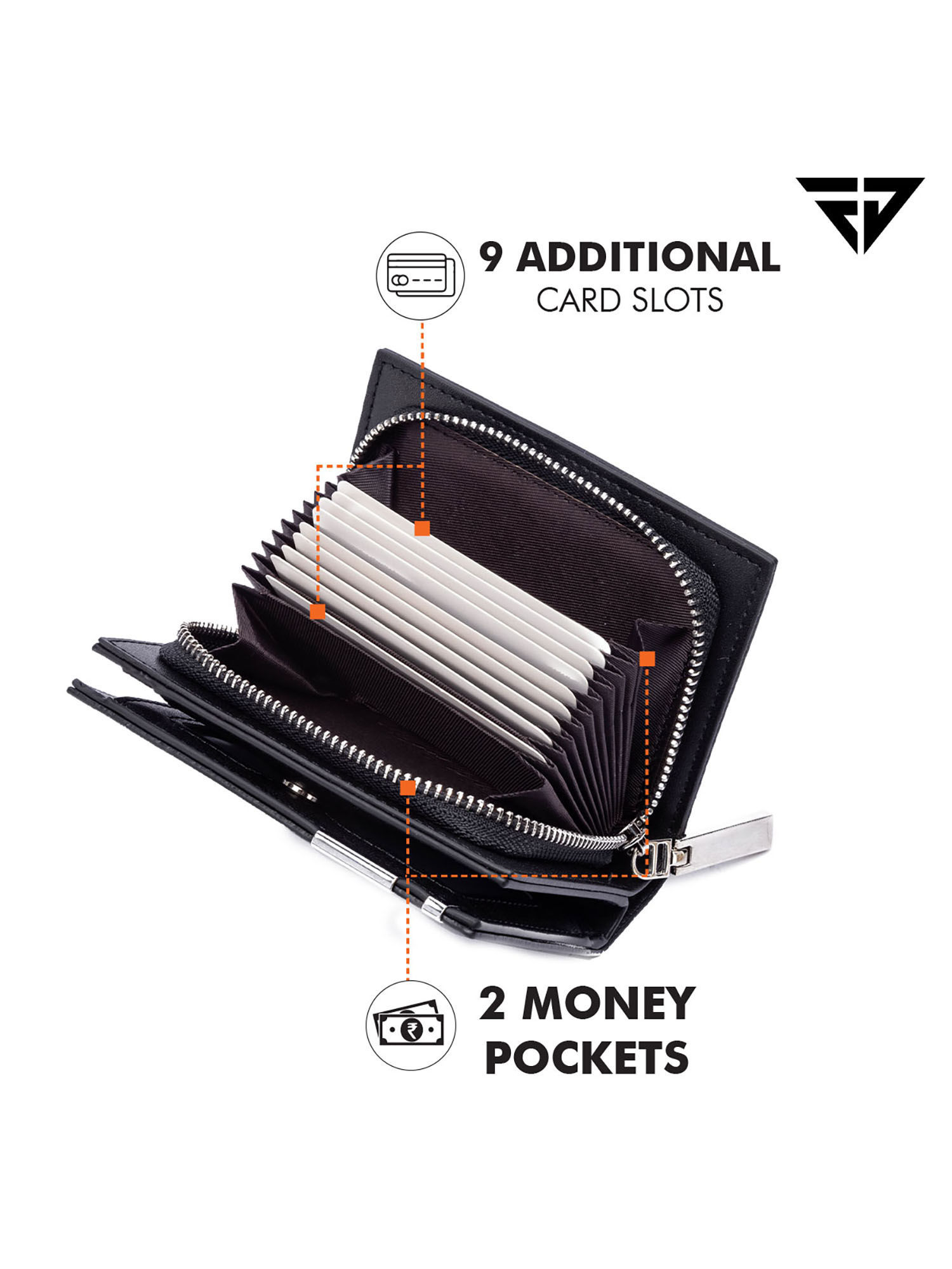 Buy FUR JADEN Black Faux Leather CardHolder Money Wallet Zipper