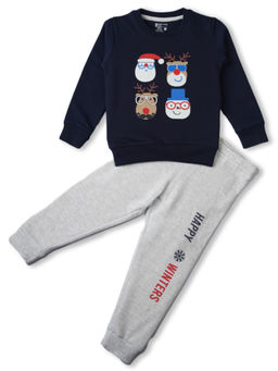 Bodycare - Boys Navy Blue Printed Co-Ord (Set of 2)