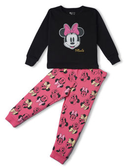 Bodycare - Girls Black & Pink Minnie & Friends Co-Ord (Set of 2)