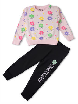 Bodycare - Girls Baby Pink & Black Floral Co-Ord (Set of 2)