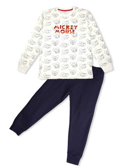 Bodycare - Boys White & Navy Blue Mickey Mouse Printed Co-Ord (Set of 2)
