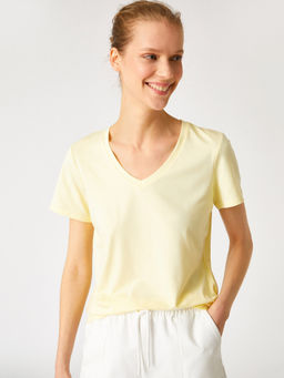 Koton - Round Neck Light Yellow T-shirt