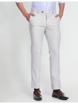 Arrow - Grey Tailored Regular Fit Heathered Formal Trousers