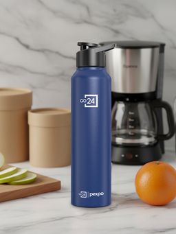 Pexpo - Denim Blue Chromo Stainless Steel Single Wall Fridge Bottle (1000ml)