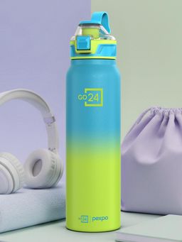 Pexpo - Amaze Blue-Yellow Stainless Steel Vacuum Insulated Hot & Cold Flask - 940ml