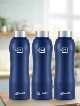 Pexpo - Bistro Denim Blue Stainless Steel Fridge Bottle - 1000 Ml