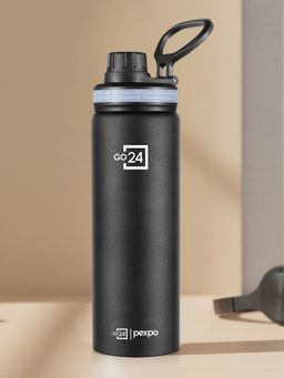 Pexpo - Aqua sip Knight Black Stainless Steel Fridge Bottle - 900Ml