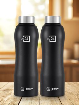 Pexpo - Bistro Black Knight Stainless Steel Fridge Bottle - 1000Ml (Pack of 2)