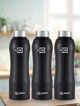 Pexpo - Bistro Black Knight Stainless Steel Fridge Bottle - 1000Ml (Pack of 3)