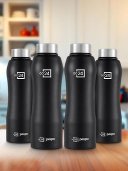 Pexpo - Bistro Black Knight Stainless Steel Fridge Bottle - 1000Ml (Pack of 4)