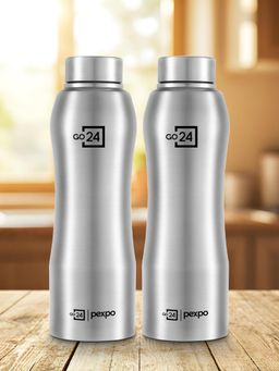 Pexpo - Bistro Silver Stainless Steel Fridge Bottle - 1000Ml (Pack of 2)