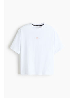 H&M - Men White Boxy-Style Sports T-Shirt With Drymove