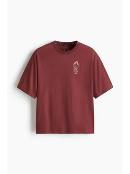 H&M - Men Red Boxy-Style Sports T-Shirt With Drymove