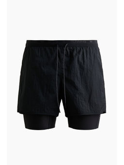 H&M - Men Black Lightweight 2-In-1 Running Shorts With Drymove