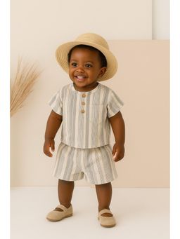 FURR BALLS - Off White Stripe Shirt & Shorts