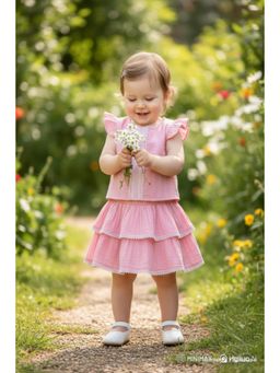 FURR BALLS - Pink Cotton Skirt & Top