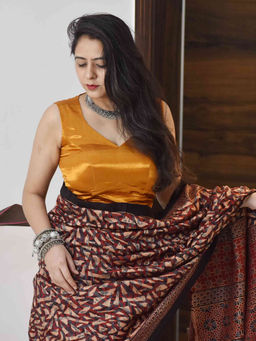 Sundarii - Sunehri Shaam - Gold Mashru Silk Stitched Blouse