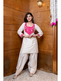 Label Shaurya Sanadhya - Off White Embroidered Kurta with Salwar Pant