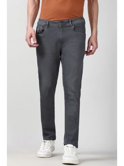 Peter England - Men Grey Mid Wash Jeanss