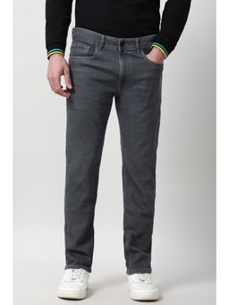 Peter England - Men Grey Mid Wash Jeanss