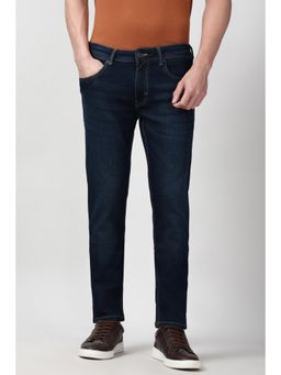 Peter England - Men Navy Blue Mid Wash Jeanss