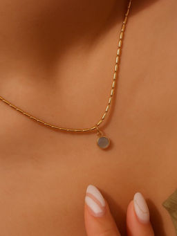 Inaya Accessories - 18Kt Gold Plated Dainty Monsoon Beaded Necklace with Gemstone, Mira