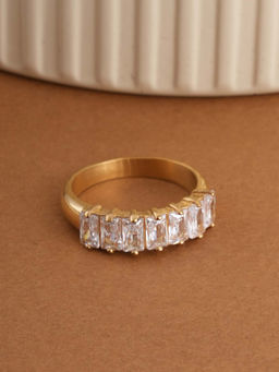 Palmonas - Baguette-Cut Zirconia Waterproof and Anti-Tarnish Ring for Women's