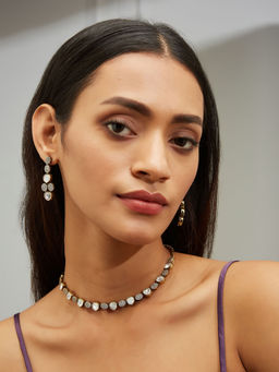 Nuyug - Antique White Kundan Necklace Set