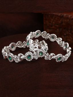 Estele - Rhodium Plated CZ Peacock Designer Bangle for Women