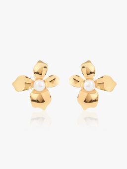 Kazo - White Gold Plated Pearl Earrings