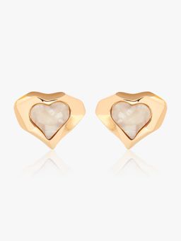 Kazo - White Gold Plated Stones Earrings