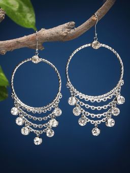 Moedbuille - White Silver Plated Oxidised Earrings