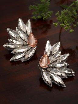 Moedbuille - Peach Silver Plated Stones Earrings