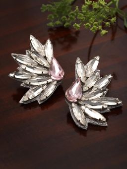 Moedbuille - Pink Silver Plated Stones Earrings