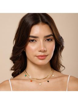 MAASHA - Multi-Color Gold Plated Contemporary Necklace