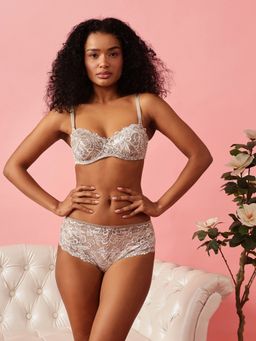 Chelvet - Lace Non-Padded Non-Wired Bra with Panty - Off White