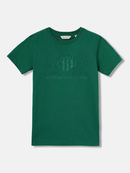 GANT - Boys Green Embroidered Round Neck Short Sleeves T-Shirt