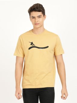 Lee - Men Graphic Print Beige T-Shirt (Comfort)